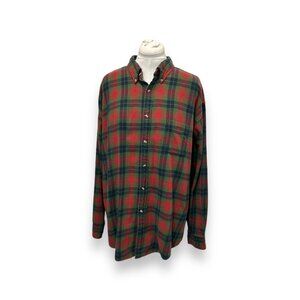 Saddlebred XXL Plaid Button-Down Long-Sleeve Flannel Mens Shirt 100% Cotton